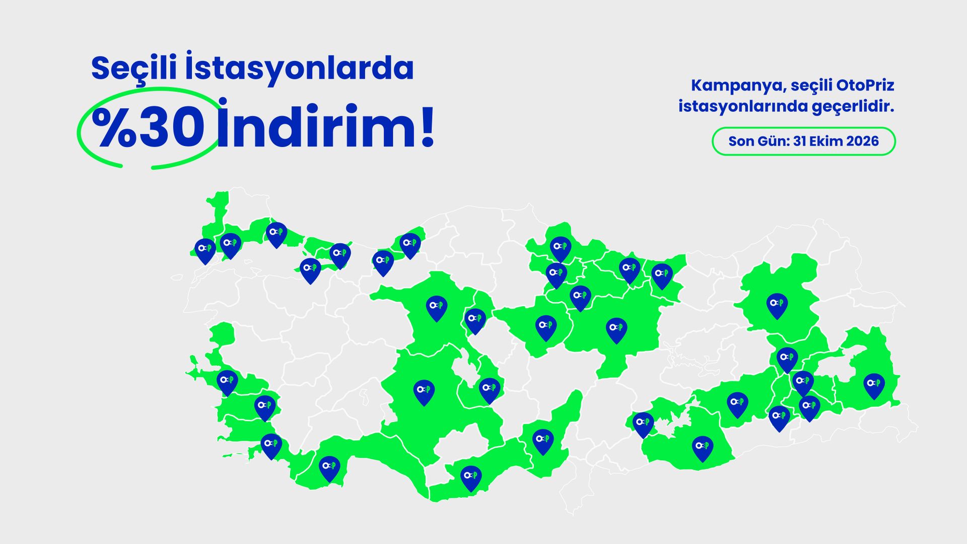 Otopriz seçili 63 istasyonda DC şarja %30 indirim