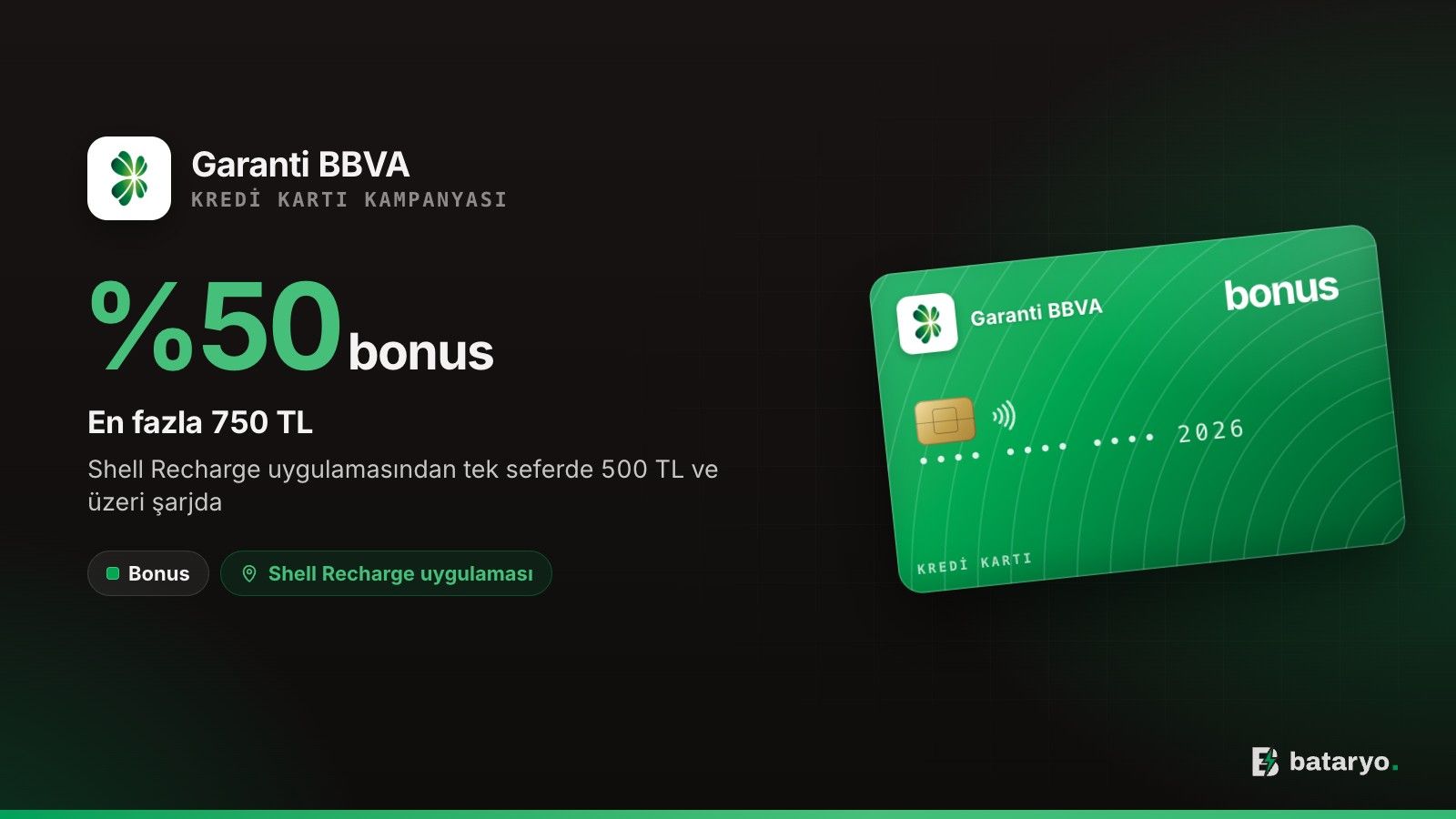 Shell Recharge'da 500 TL ve üzeri şarja %50 bonus
