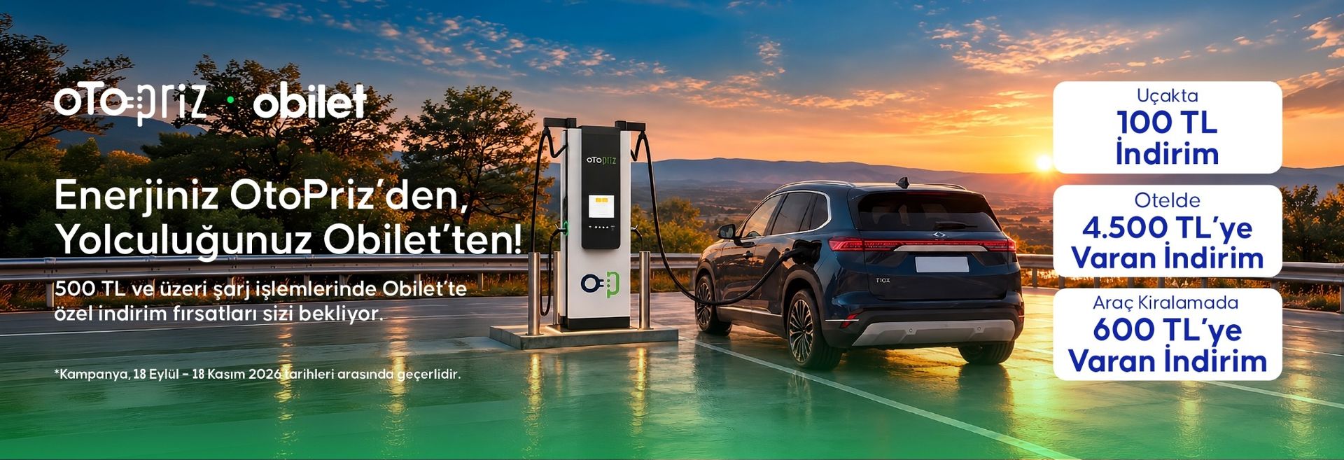 Otopriz'de 500 TL şarja Obilet seyahat indirim kodu